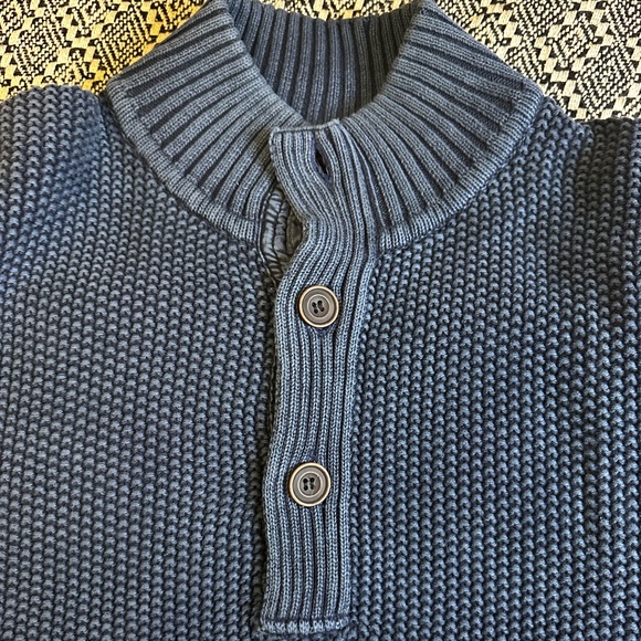 H&M L.O.G.G. Men’s Shawl Collar Sweater Size M – Blue Knit Pullover - Picture 3 of 5